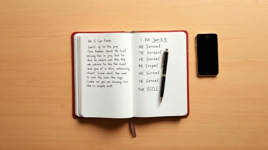 Notebook and phone on desk